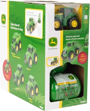 Tomy John Deere overraskelse i kapsel – mini landbrugskøretøj med pull-back-optræk
