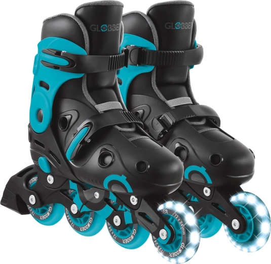 Globber Go Skates Lights børne-inliners med lysende forhjul LED, sort-blå 34–37