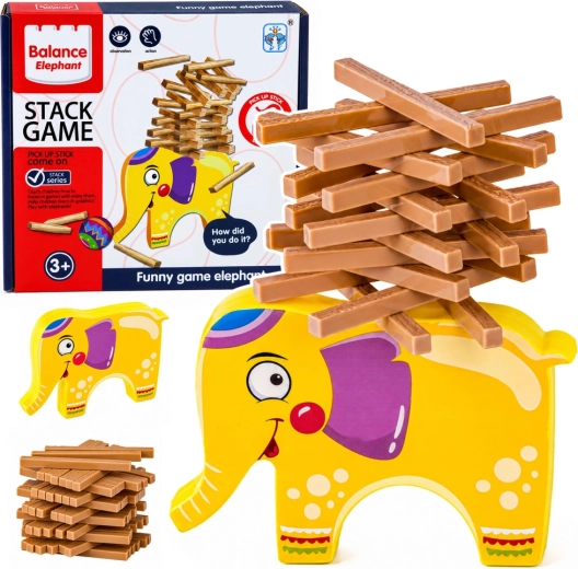 Balancerende elefant – færdighedsspil Stack Game byg et tårn (60 dele)