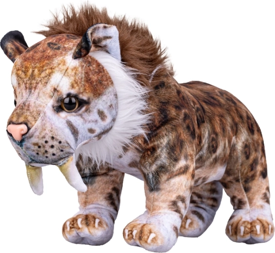 Plysbjælt sabeltiger 40 cm – realistisk stående legetøj