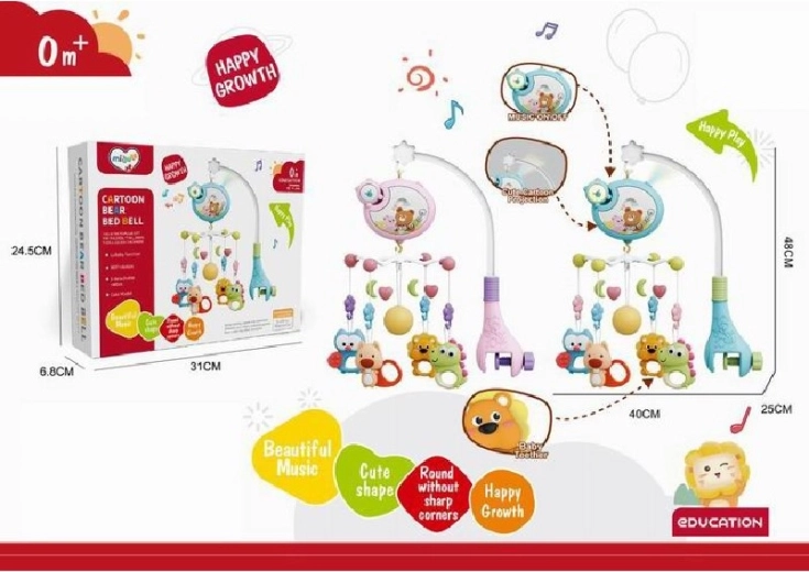 Karrusel med spilledåse til tremmeseng