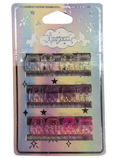 Magicool sæt med mini hårklemmer med glitter, 12 stk.