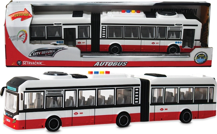 City Service Car ledbus 1:16 rød med lyde og friktionsmotor