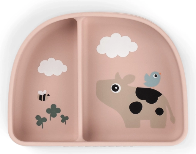 Done by Deer sugeskål med rumopdeling Stick&Stay Tiny farm pink