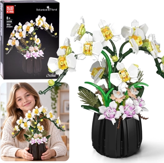 Byggesæt orkidé i blomsterpotte Mould King (1014+ dele)