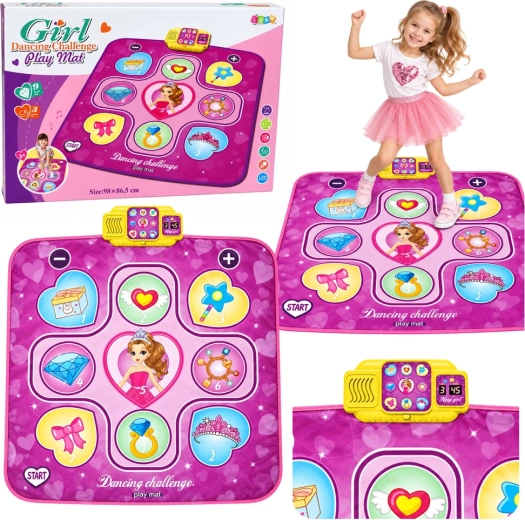 Interaktiv dansemåtte Prinsesse med LED-lys og musik