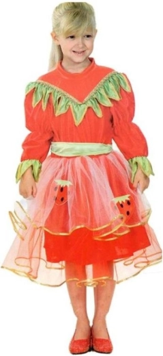 Kostume jordbærprinsesse til piger 3–4 år