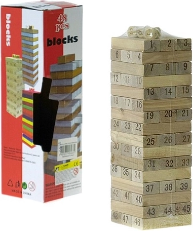 Trætårnspil med nummererede klodser