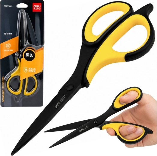 Kontorsaks Deli i rustfrit stål sort-gul 18,4 cm - 1 stk.