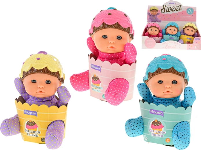 Baby i lille kurv med blød krop 15 cm, 3 farver