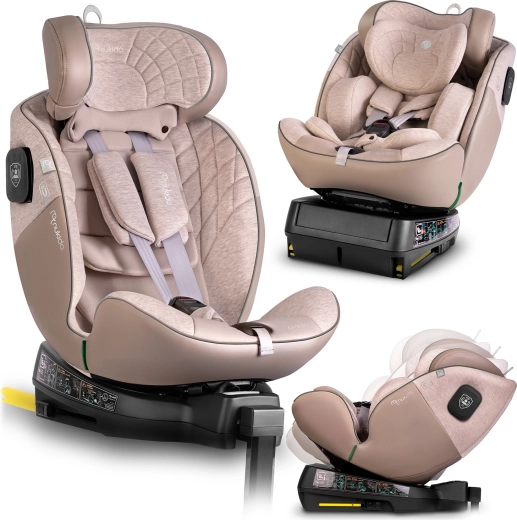 Nukido Aero Line autostol til børn beige i-Size 40–150 cm med ISOFIX og roterbar base