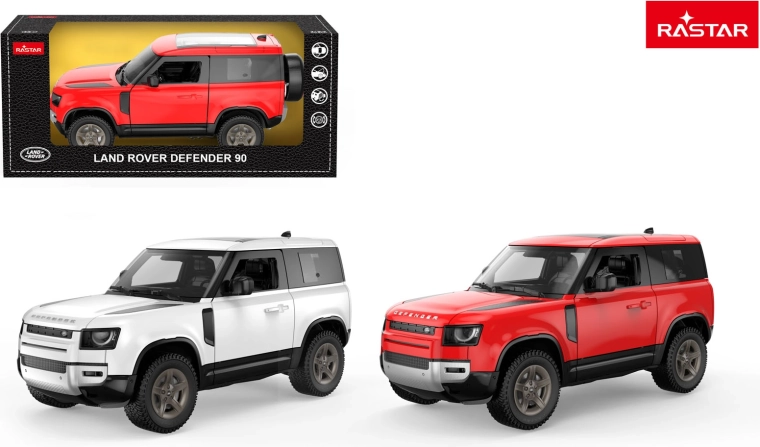 Metalbilmodel Land Rover Defender 90 1:24 Rastar rød