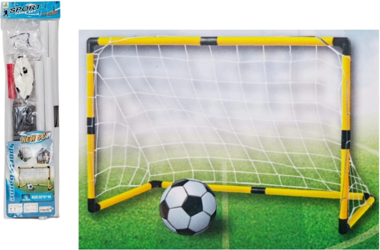 Børnefodboldmål med net, bold og pumpe 92 × 61 × 48 cm