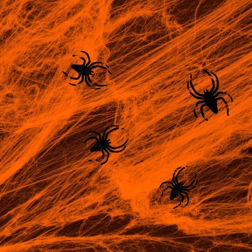 Orange Halloween-edderkoppespind med edderkopper
