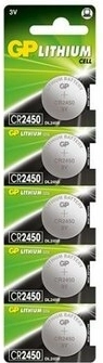 GP lithium knapcellebatterier CR2450, 5 stk.
