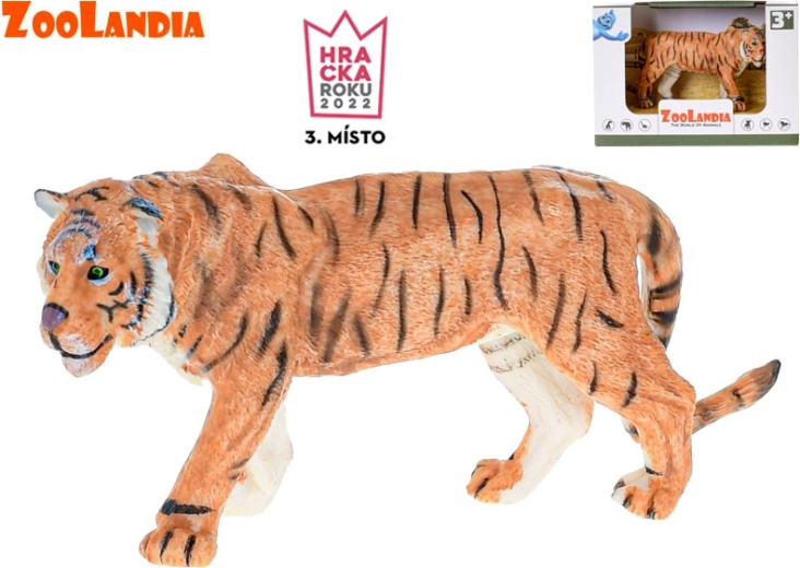 Plastfigur af tiger 15 cm ZOOLANDIA i æske
