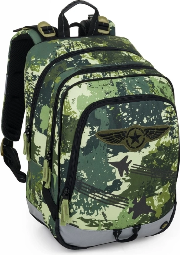 Bagmaster alfa 25 b skole-rygsæk med tre rum og jagerfly