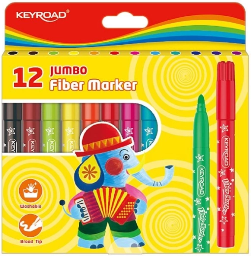 Vaskbare tuscher KEYROAD Jumbo, 12 farver