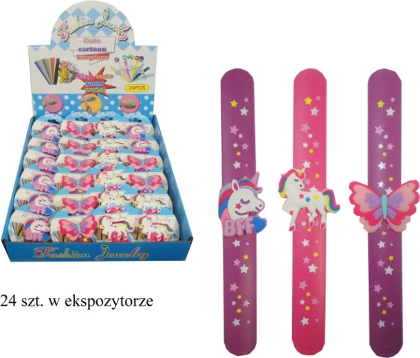 Selvklappende armbånd med enhjørning eller sommerfugl