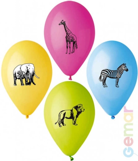 Gemar pastel-latexballon Safari med dobbeltsidet print 26 cm - 1 stk.