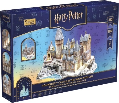 CubicFun Harry Potter Hogwarts-slot 3D-puslespil med LED (vinterudgave)