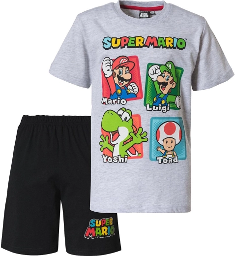 Børnepyjamas Super Mario i grå og sort
