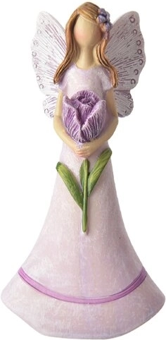 Dekorativ fefigur i polyresin, lilla, 11 cm