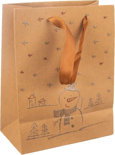 Gavepapirspose med snemand 18 × 10 × 23 cm