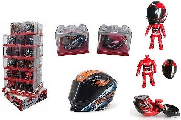 Sammenklappelig motorcyklistfigur i hjelm