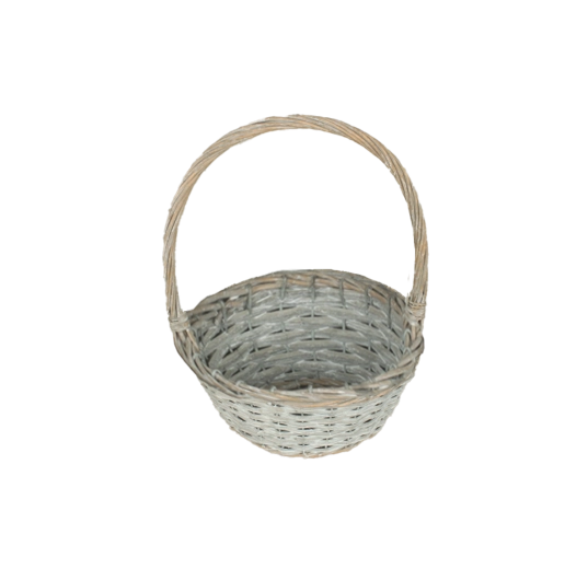 Grå flettet kurv med hank 20 × 10 × 28 cm