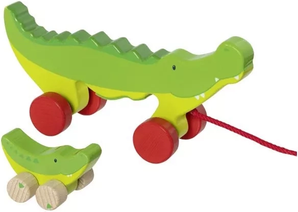 Goki træk-krokodille med unge