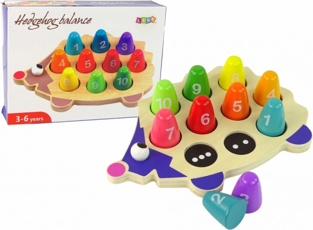 Træpindsvin – læringslegetøj med 10 farvede knopper