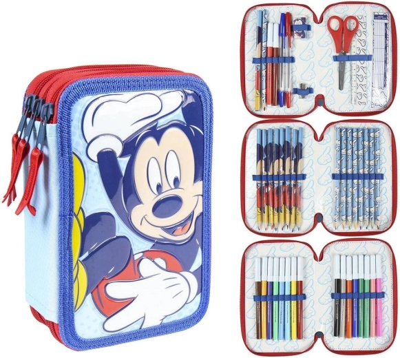 Udstyret penalhus med tre rum Mickey - 1 stk.