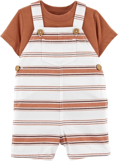 Carter’s 2-delt sæt til baby: T-shirt med korte ærmer og shorts med seler – brune striber