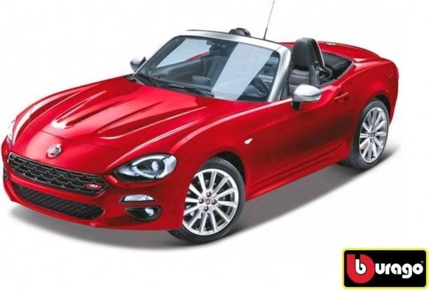 Bburago Fiat 124 Spider rød 1:24 model