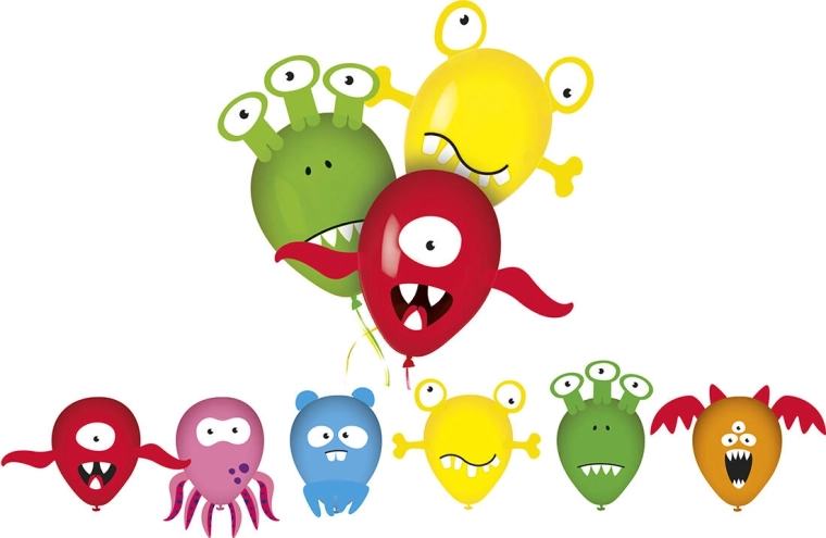 Balloner med billeder MY PARTY Monsters, 6 stk.