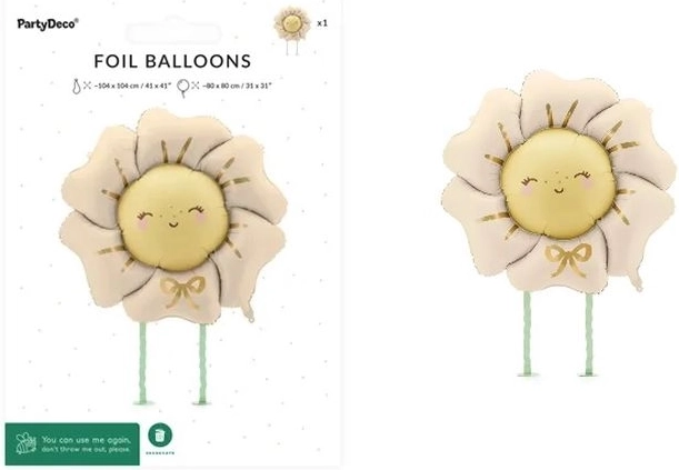Foliegående ballon blomst lysebeige 104 × 104 cm