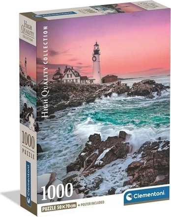 Clementoni puslespil 1000 brikker – første sne ved Portland Head Lighthouse