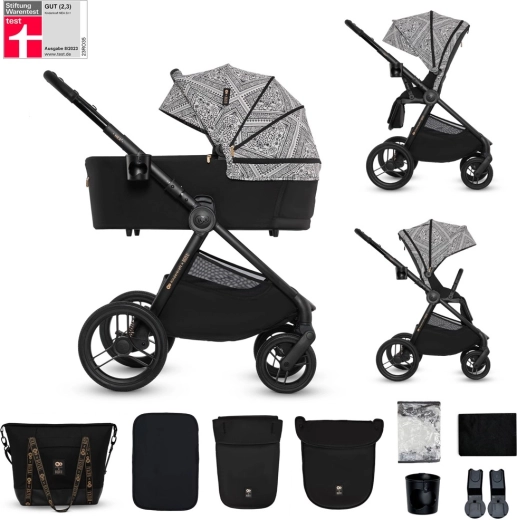 KINDERKRAFT Nea 2 2v1 kombivogn Lunar Black Bizuu