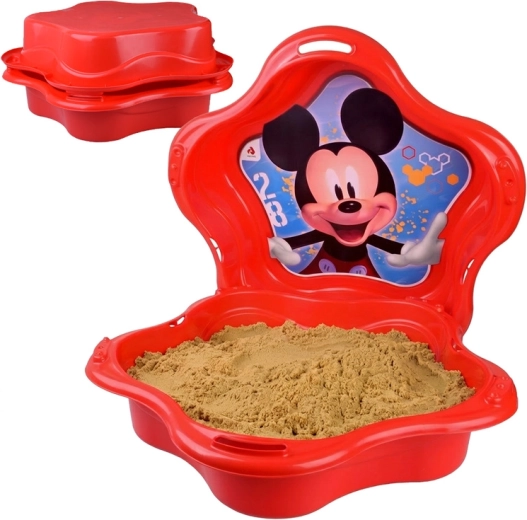 plastisk sandkasse i muslingeform 2-i-1 med MICKEY MOUSE-motiv – kan lukkes, også som soppebassin