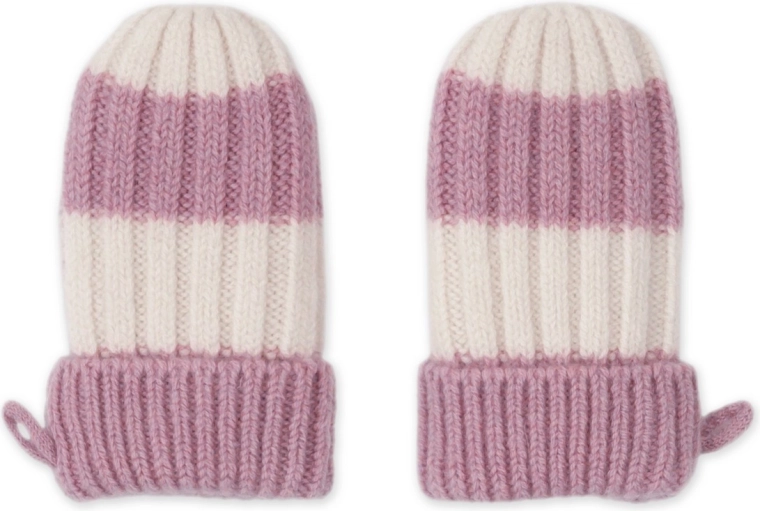 Lodger merinohandsker stripe mauve 0–12 måneder