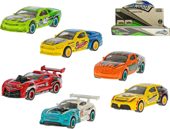 Metal racerbil 7 cm med friløb – 6 varianter