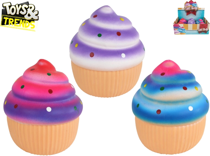 Toys&Trends Mega Squeeze Cupcake – antistress klemme- og stræk-legetøj 13 cm (6 stk., mix af farver)