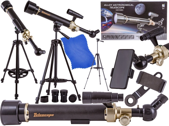 Astronomisk teleskop med stativ til begyndere med tilbehør