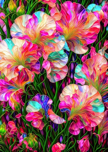 ENJOY puslespil med glasmosaik og lathyrusblomster, 1000 brikker