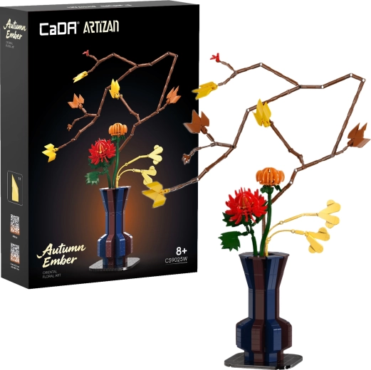 Byggesæt CaDA Floral Art Autumn Ember – blomsterarrangement 61 cm, 794 klodser