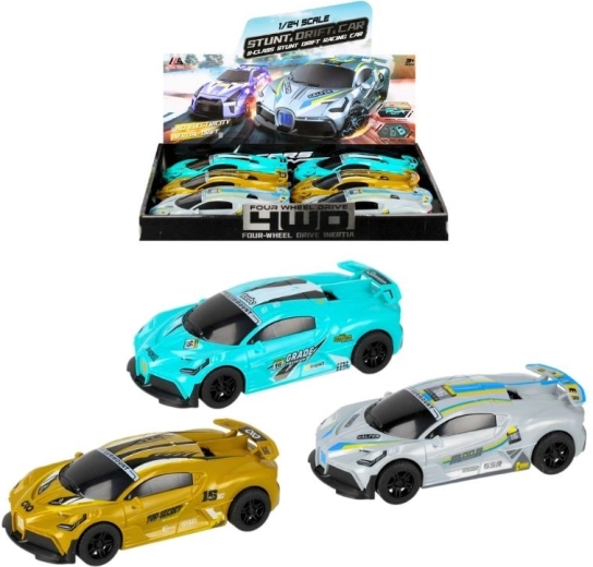 Drift-racerbil med friktionsmotor – 3 farver