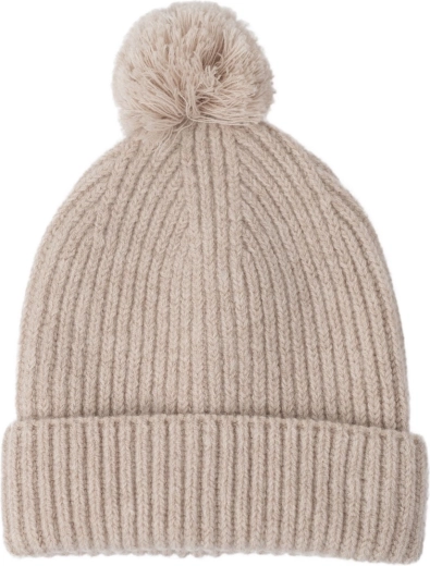 Lodger merino strikket hue beige 6–12 måneder