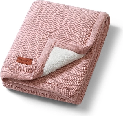 Babyono bomuldstæppe med sherpa-fleecefor 75 × 100 cm lyserød