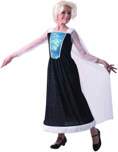 Karnevalskostume prinsesse – kjole med kappe, størrelse M (120–130 cm)